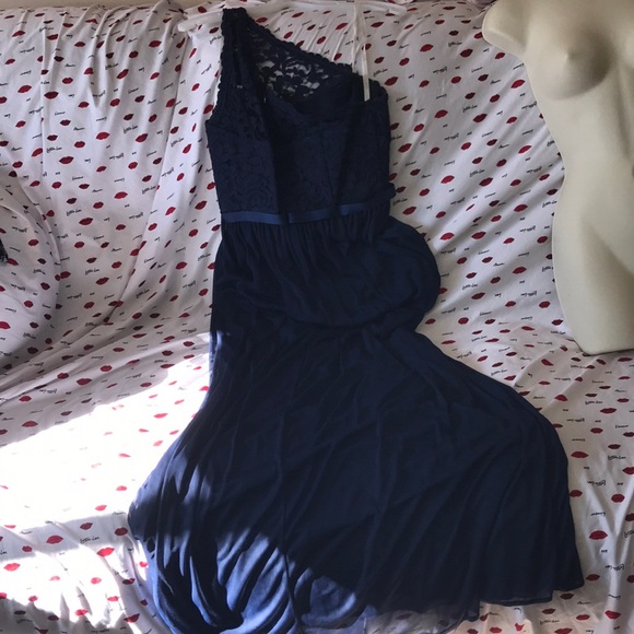 David’s bridal dark blue one shoulder maxi 👗 10 - Picture 3 of 5